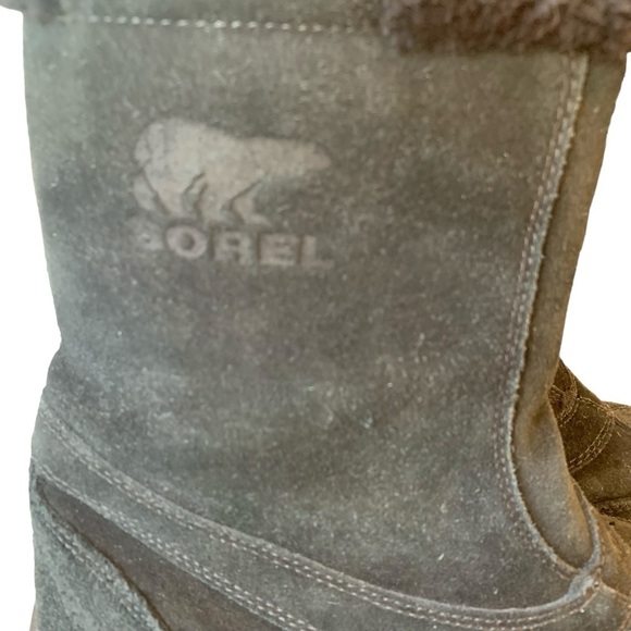 Sorel Waterfall Slip 2 Black Suede Fleece Lined Winter  Boots Women's sz 9 - Picture 5 of 9